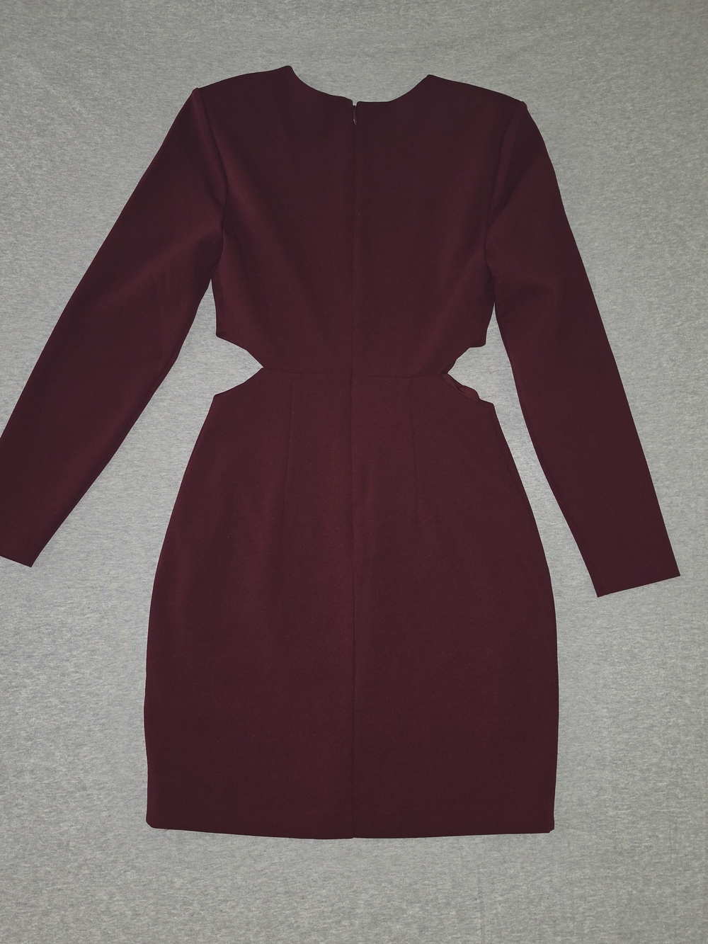 Express Women's Wine Cutout Long Sleeve Structured Dress - Picture 2 of 5